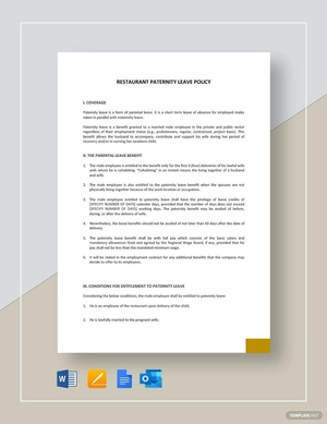 Restaurant Paternity Leave Policy Template