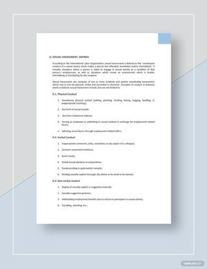 Restaurant Sexual Harassment Policy Template
