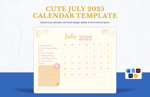 Cute July 2025 Calendar Template