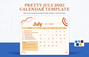 Pretty July 2025 Calendar