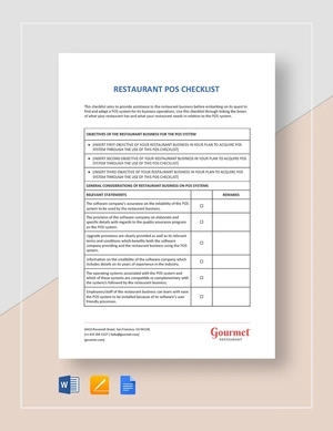 Restaurant POS Checklist Template
