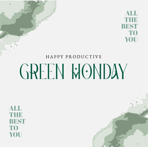 Green Monday Greeting Card Vector