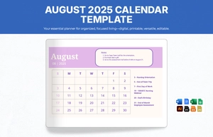 August 2025 Calendar Template