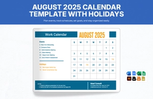 August 2025 Calendar Template With Holidays
