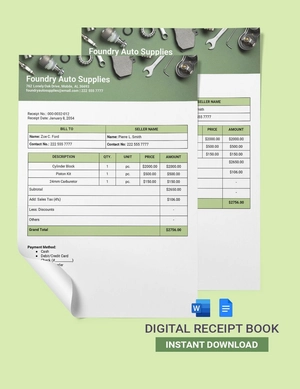 Digital Receipt Book Template