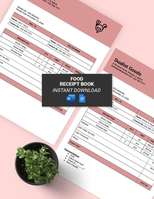Food Receipt Book Template