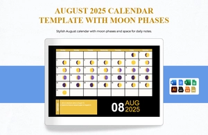 August 2025 Calendar Template With Moon Phases