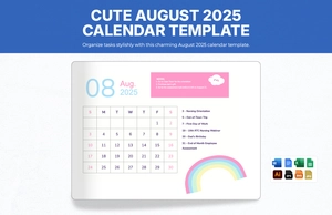 Cute August 2025 Calendar Template