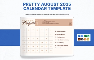 Pretty August 2025 Calendar