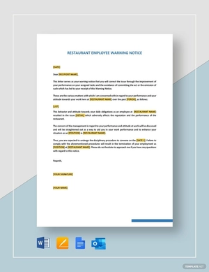 Restaurant Employee Warning Notice Template