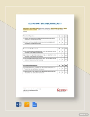 Restaurant Expansion Checklist Template
