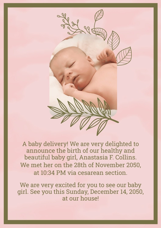 Baby Girl Announcement