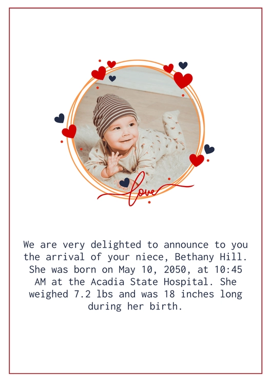Blank Baby Announcement
