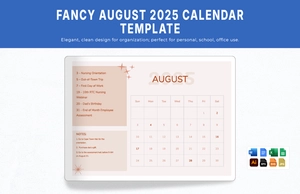 Fancy August 2025 Calendar