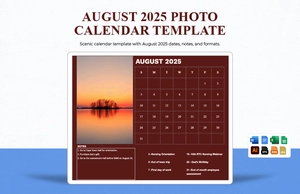 August 2025 Photo Calendar Template