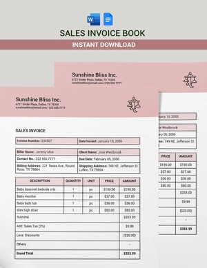 Sales Invoice Book Template