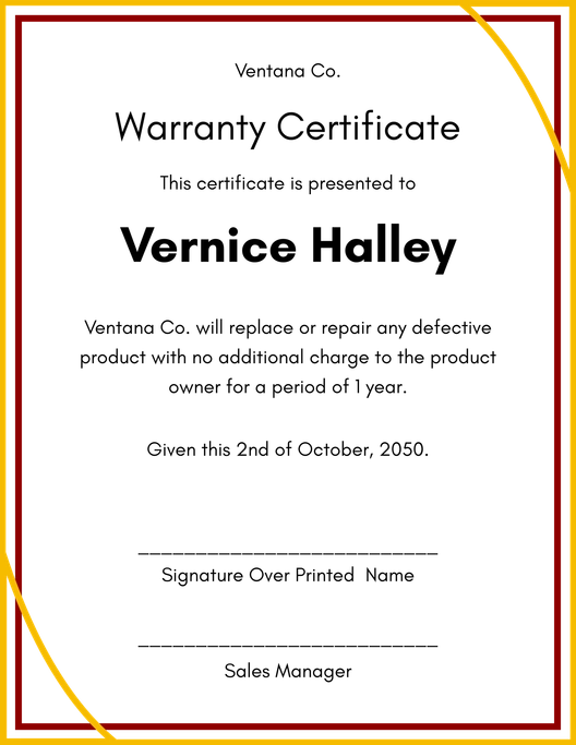 HVAC Warranty Certificate