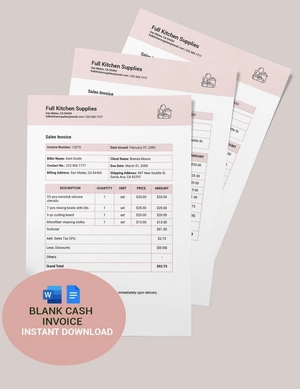 Blank Cash Invoice Template
