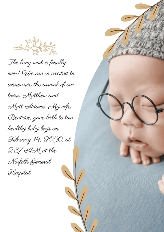 Cute Baby Announcement Template