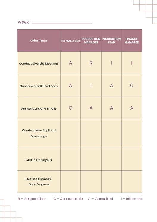 Workplace Responsibility Chart Workplace Responsibility Chart