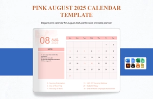 Pink August 2025 Calendar