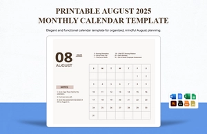 Printable August 2025 Monthly Calendar Template Printable August 2025 Monthly Calendar Template