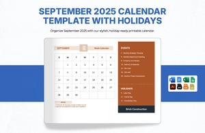 September 2025 Calendar Template With Holidays