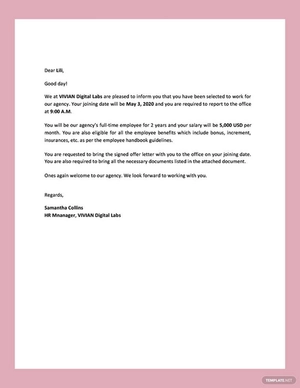 Agency Offer Letter Template