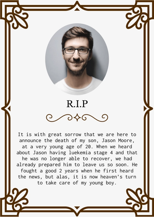Simple Death Announcement Template