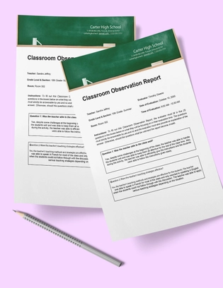 Classroom Observation Report Template