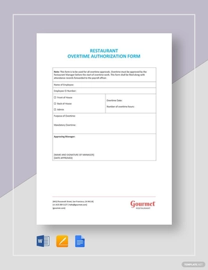 Restaurant Overtime Authorization Form Template