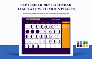 September 2025 Calendar Template With Moon Phases