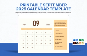 Printable September 2025 Calendar Template