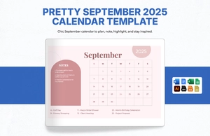 Pretty September 2025 Calendar