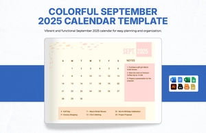 Colorful September 2025 Calendar