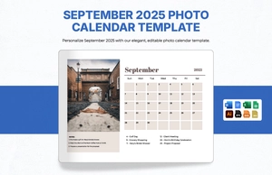 September 2025 Photo Calendar Template