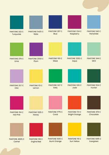 Free Basic Pantone Color Chart Template to Edit Online