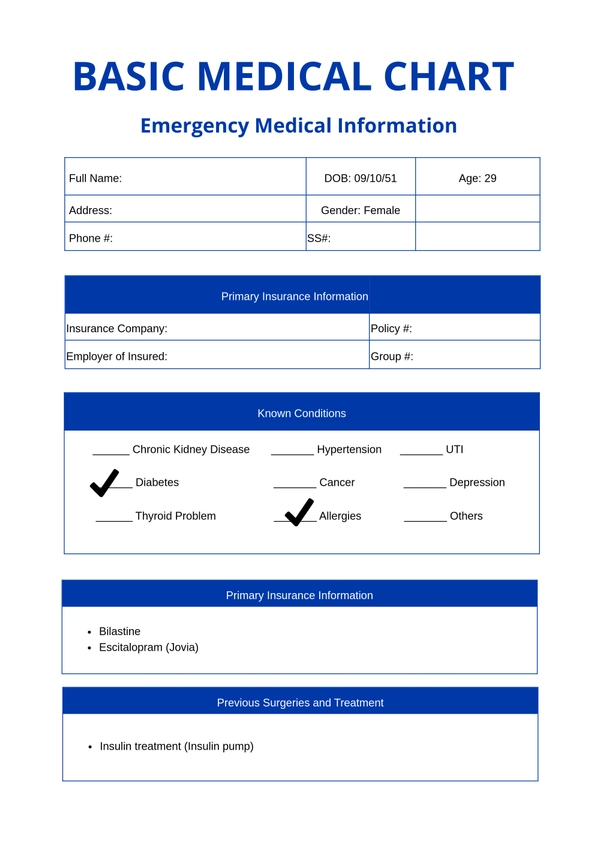 Basic Medical Chart Template