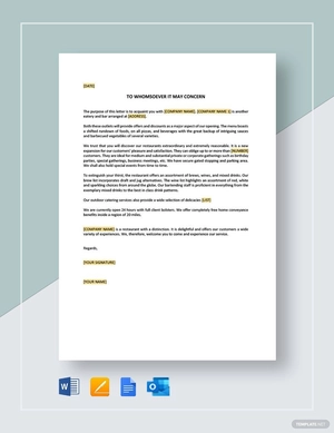 New Restaurant Introduction Letter