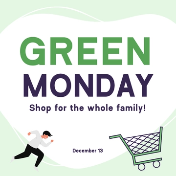 Free Green Monday FB Post Template to Edit Online