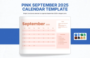 Pink September 2025 Calendar