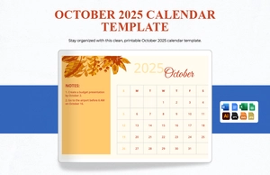 October 2025 Calendar Template
