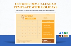 October 2025 Calendar Template With Holidays