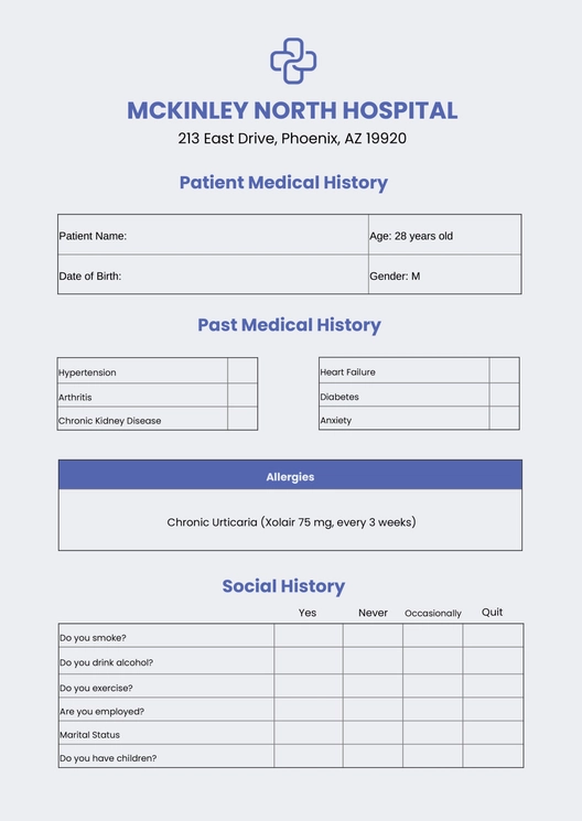 Patient Medical Chart Template