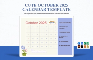 Cute October 2025 Calendar Template