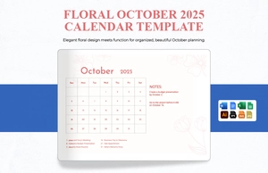 Floral October 2025 Calendar Template