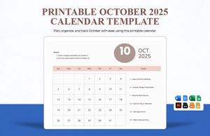 Printable October 2025 Calendar Template