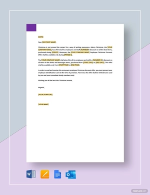 Restaurant Employee Christmas Discount Offer Template
