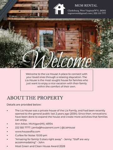 Free Rental Property Welcome Book Template to Edit Online