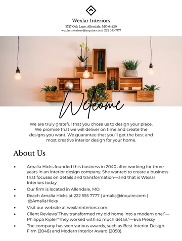 Free Interior Design Welcome Book Template to Edit Online